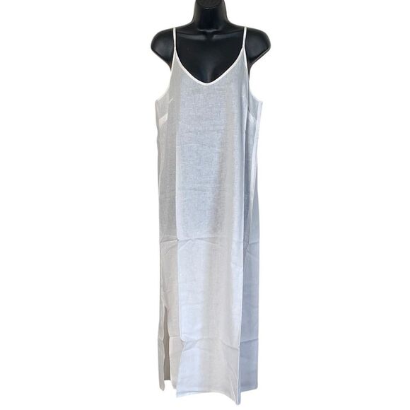 Andie Barreta Coconut Off White Linen Rayon Slip Midi Dress Sz M NWT - Picture 11 of 12